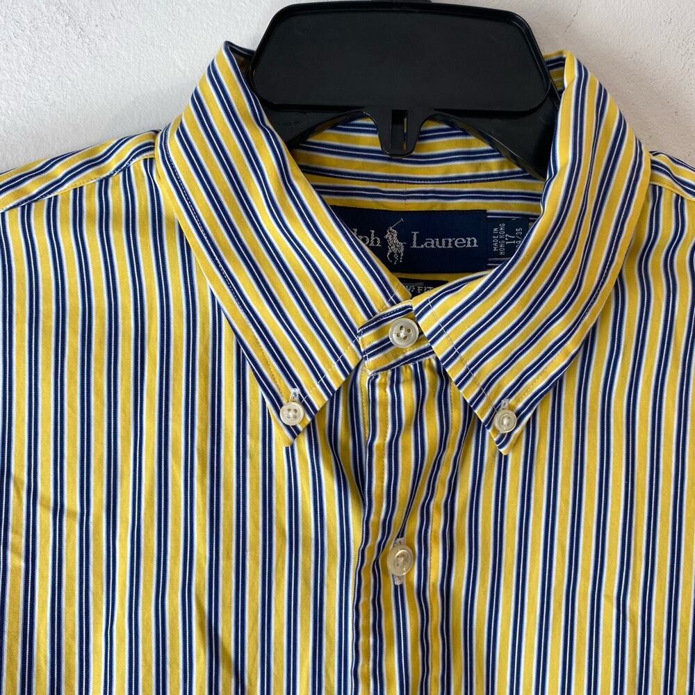 Ralph Lauren Men’s Button Up Custom Fit Shirt 17 34/35 Striped Retro‎ Style 90s - Picture 2 of 10